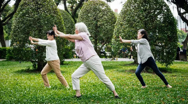 seniors doing tai chi